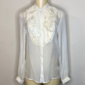 EDUN Elegant Cream Ruffled Women's Top Size S